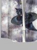 Plus Size Halloween Ombre Bat Cat Print Buttons Pocket Shirt For Men -  