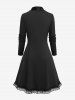 Manteau à Manches Longues en Velours avec Col à Revers en Jointif Floral et Boutons Grande-Taille - Noir M | US 10