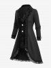 Manteau à Manches Longues en Velours avec Col à Revers en Jointif Floral et Boutons Grande-Taille - Noir M | US 10