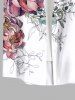 Chemise hawaïenne grande taille pour homme, à imprimé pivoines et feuilles, boutons et poche. - Multi-A XL