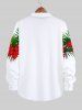 Plus Size Tropical Leaf Hibiscus Flower Print Buttons Long Sleeve Hawaii Shirt For Men -  