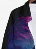 Plus Size Bat Castle Moon Cross Ombre Midnight River Print Halloween Button Shirt For Men -  