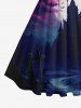 Plus Size Bat Castle Moon Cross Ombre Midnight River Print Halloween Costume Vintage Swing A Line Dress -  