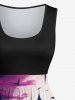 Plus Size Bat Castle Moon Cross Ombre Midnight River Print Halloween Costume Vintage Swing A Line Dress -  