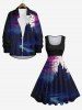 Plus Size Bat Castle Moon Cross Ombre Midnight River Print Halloween Costume Vintage Swing A Line Dress -  