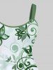 Plus Size Curved Floral Butterfly Print Hawaii Ombre A Line Tank Dress -  