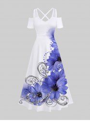 Plus Size Curve Floral Print Hawaii Crisscross A Line Maxi Dress -  