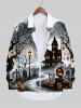 Halloween Costume Pumpkin Cross Bat Tree Casstle Cloud Moon Print Plus Size Matching Outfit For Couples -  
