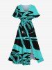 Coconut Tree Sea Colorblock Star Moon Print Plus Size Matching Hawaii Beach Outfit For Couples -  