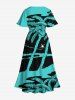Coconut Tree Sea Colorblock Star Moon Print Plus Size Matching Hawaii Beach Outfit For Couples -  