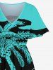 Coconut Tree Sea Colorblock Star Moon Print Plus Size Matching Hawaii Beach Outfit For Couples -  