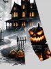 Plus Size Halloween Costume Pumpkin Cross Bat Tree Casstle Cloud Moon Print Split Midi Dress -  