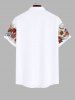 Plus Size Colorful Ethnic Floral Leaf Print Hawaii Button Pocket Shirt For Men -  