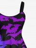 Plus Size Halloween Costume Bat Ombre Colorblock Print Tank Dress -  