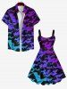 Plus Size Halloween Costume Bat Ombre Colorblock Print Tank Dress -  