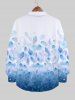 Chemise Ombre Feuille et Plume Imprimées en Blocs de Couleurs de Grande Taille avec Boutons - Blanc M