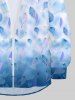 Chemise Ombre Feuille et Plume Imprimées en Blocs de Couleurs de Grande Taille avec Boutons - Blanc M