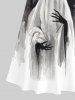 Maxi Robe D'Halloween Croisée Peinture D'Huile en Blocs de Couleurs à Epaule Dénudée Grande Taille - Noir 6X