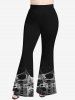 Plus Size Halloween Costume Spider Web Distressed 3D Print Flare Pants -  