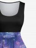 Plus Size Tree Forest Colorful Ombre Galaxy Print Hawaii Vintage Swing A Line Dress -  