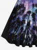 Plus Size Tree Forest Colorful Ombre Galaxy Print Hawaii Vintage Swing A Line Dress -  