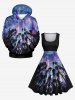 Plus Size Tree Forest Colorful Ombre Galaxy Print Hawaii Vintage Swing A Line Dress -  