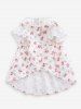 Pet's Flower Print Jacquard Embroidered Lace Trim Patchwork Rivet Button Dress -  