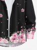 Plus Size Peach Blossom Flower Print Hawaii Button Shirt For Men -  