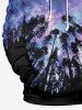Plus Size Tree Forest Colorful Ombre Galaxy Print Hawaii Kangaroo Pocket Drawstring Pullover Hoodie For Men -  