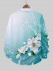 Plus Size Floral Water Flow Print Hawaii Ombre Button Shirt For Men -  