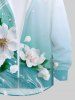 Plus Size Floral Water Flow Print Hawaii Ombre Button Shirt For Men -  