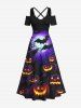 Halloween Costume Bat Glitter Pumpkin Lantern Tree Moon Print Plus Size Matching Set For Couples -  