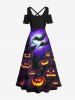 Halloween Costume Bat Glitter Pumpkin Lantern Tree Moon Print Plus Size Matching Set For Couples -  