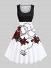 Halloween Costume Rose Flower Leaf Chain Crown Print Plus Size Matching Set For Couples -  