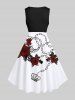 Halloween Costume Rose Flower Leaf Chain Crown Print Plus Size Matching Set For Couples -  