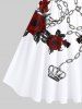 Halloween Costume Rose Flower Leaf Chain Crown Print Plus Size Matching Set For Couples -  