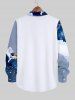 Plus Size Watercolor Ombre Flower Print Halloween Button Shirt For Men -  