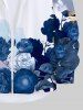 Plus Size Watercolor Ombre Flower Print Halloween Button Shirt For Men -  