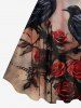Plus Size Halloween Costume Rose Flower Crow Paint Drop Print Tank Dress -  