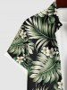 Plus Size Tropical Leaf Flower Print Buttons Pocket Hawaii Shirt For Men -  