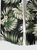 Plus Size Tropical Leaf Flower Print Buttons Pocket Hawaii Shirt For Men -  