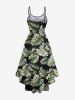 Plus Size Tropical Leaf Flower Print High Low Hawaii Cami Dress -  