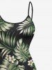 Plus Size Tropical Leaf Flower Print High Low Hawaii Cami Dress -  
