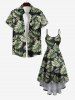 Plus Size Tropical Leaf Flower Print High Low Hawaii Cami Dress -  