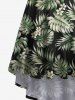 Plus Size Tropical Leaf Flower Print High Low Hawaii Cami Dress -  
