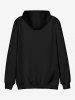 Plus Size Skeleton Rose Flower Leaf Butterfly Print Halloween Kangaroo Pocket Drawstring Pullover Hoodie For Men -  