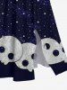Robe D'Halloween Mi-Longue Fendue 3D Etoile Galaxie et Crâne Imprimées de Grande Taille à Paillettes - Bleu de Minuit 2X