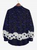 Plus Size Halloween Galaxy Star Glitter Skulls 3D Printe Long Sleeve Buttons Shirt For Men -  
