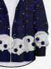 Plus Size Halloween Galaxy Star Glitter Skulls 3D Printe Long Sleeve Buttons Shirt For Men -  