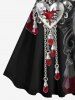 Plus Size Metallic Skull Cracked Heart Chain Tassel Print Halloween Costume A Line Tank Dress -  
